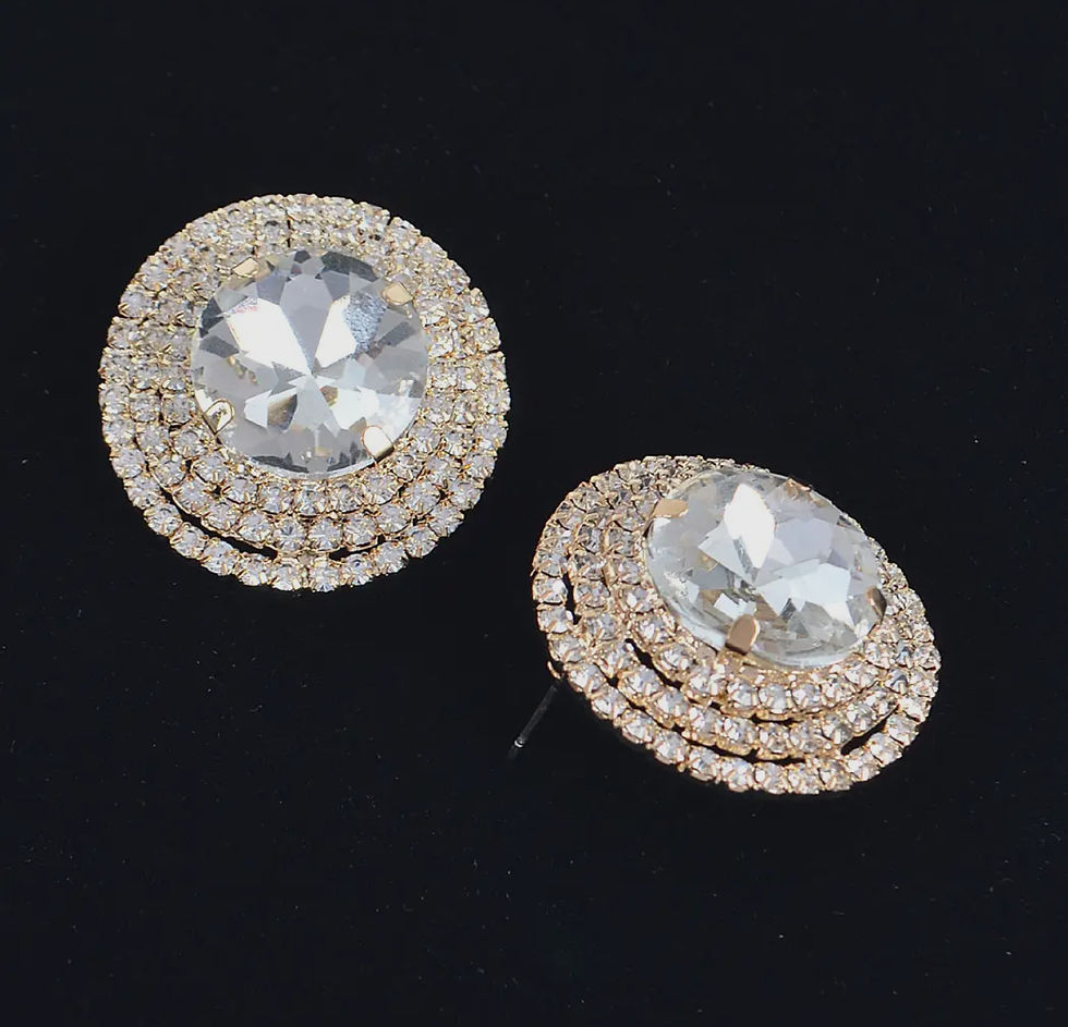 Thumbnail: DABC Round Rhinestone Stud Earrings