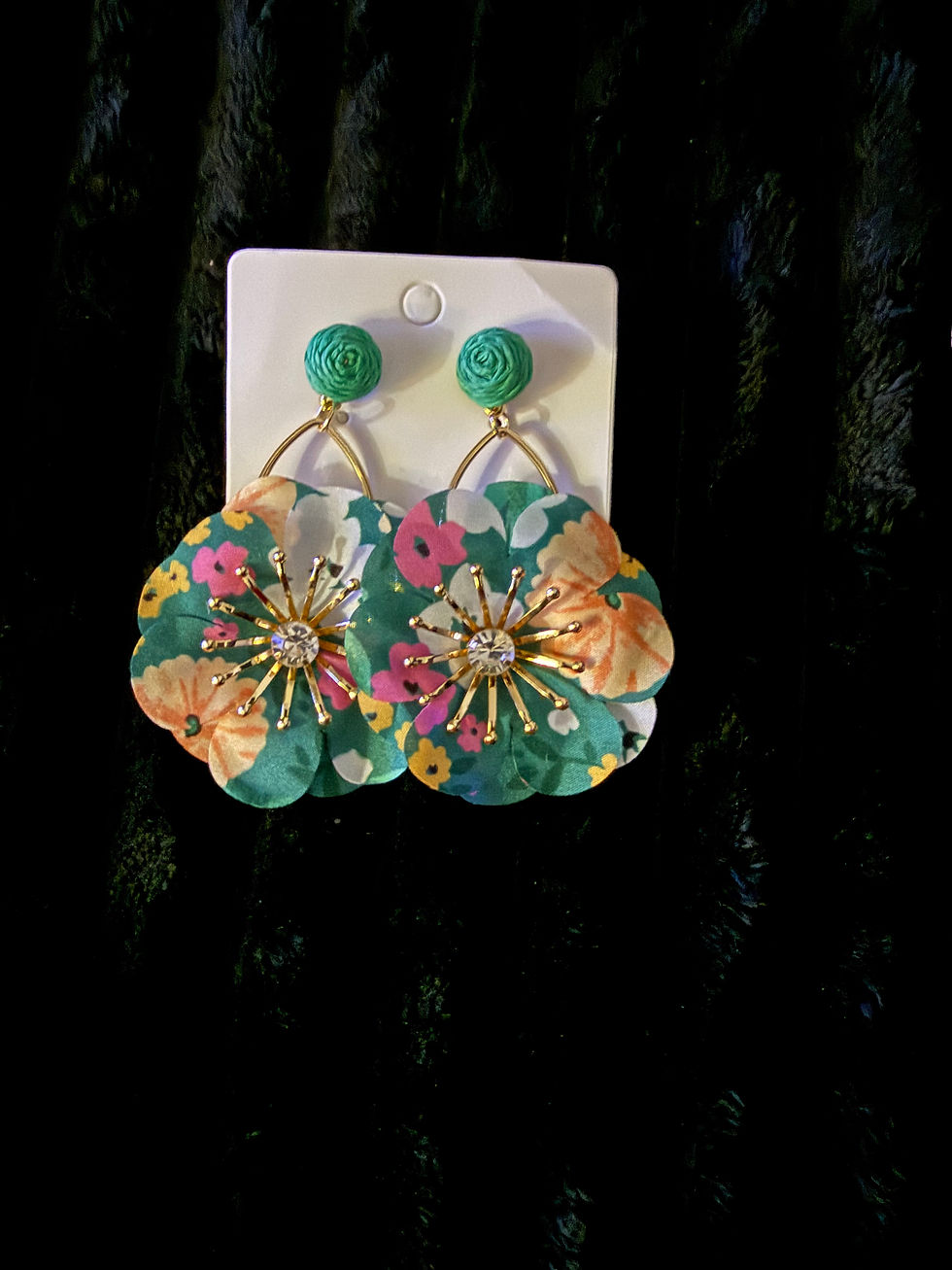 Thumbnail: DABC Soft Floral Fabric Design Earrings