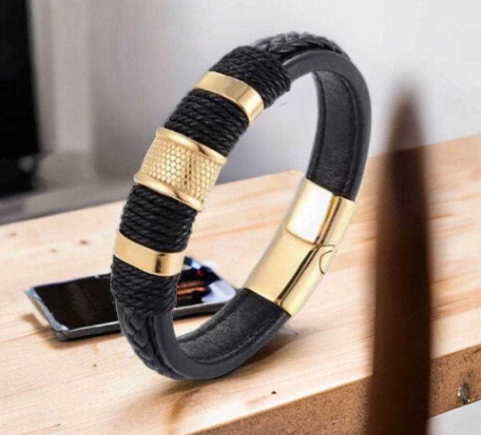 Thumbnail: DABC Men Leather Braided Rope Bracelet