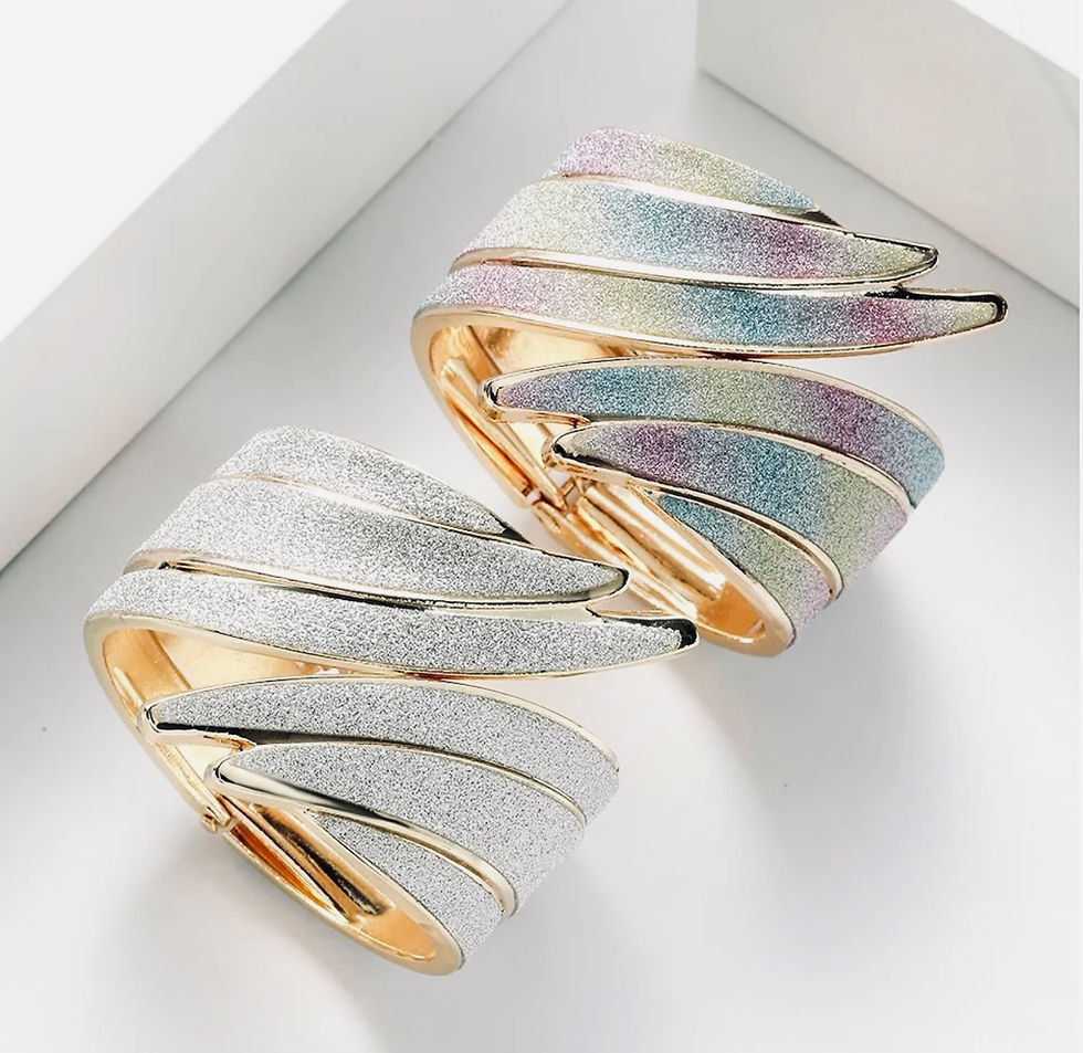 Thumbnail: DABC Feathered Metal Cuff Bracelet