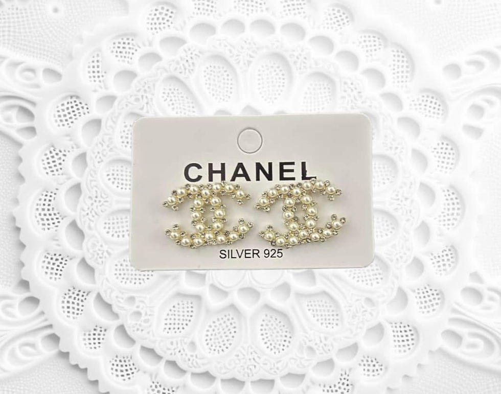Thumbnail: DABC CC  925-Silver Pearl Rhinestone Stud Earrings