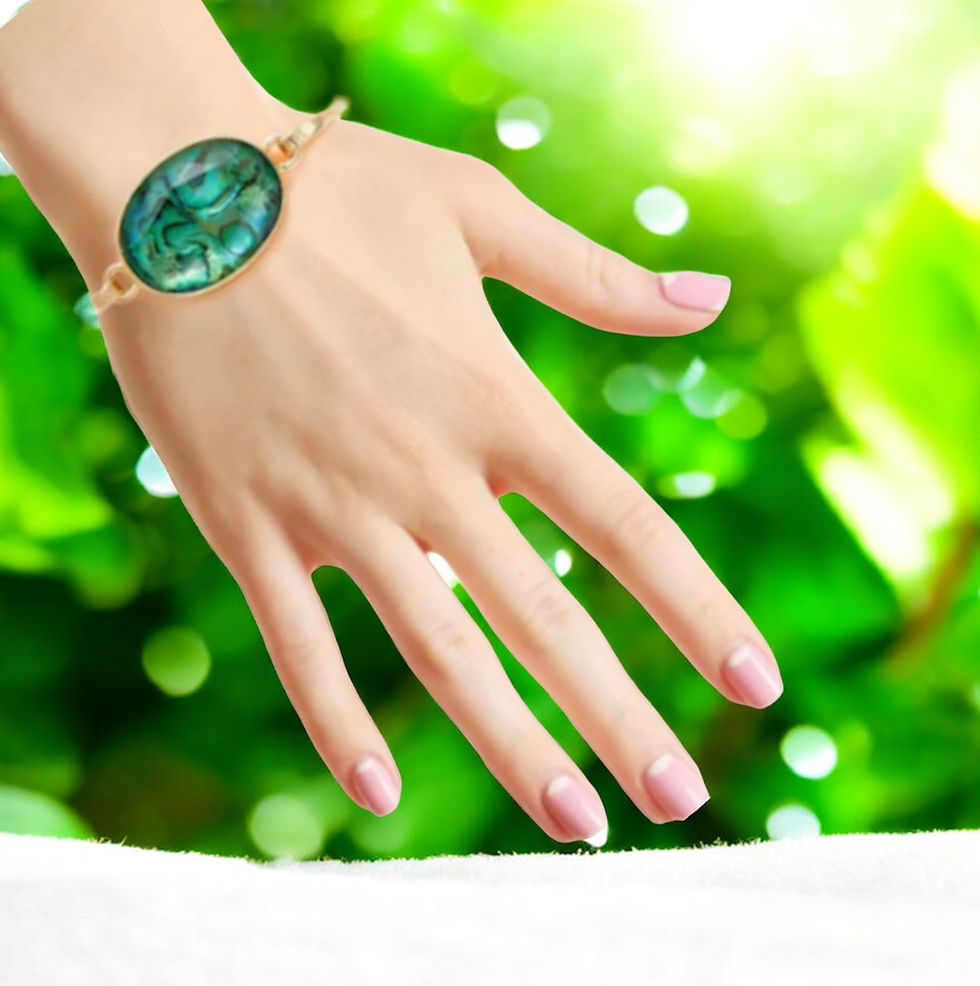 Thumbnail: DABC Blue Green Marbled Bangle Bracelet & Earrings