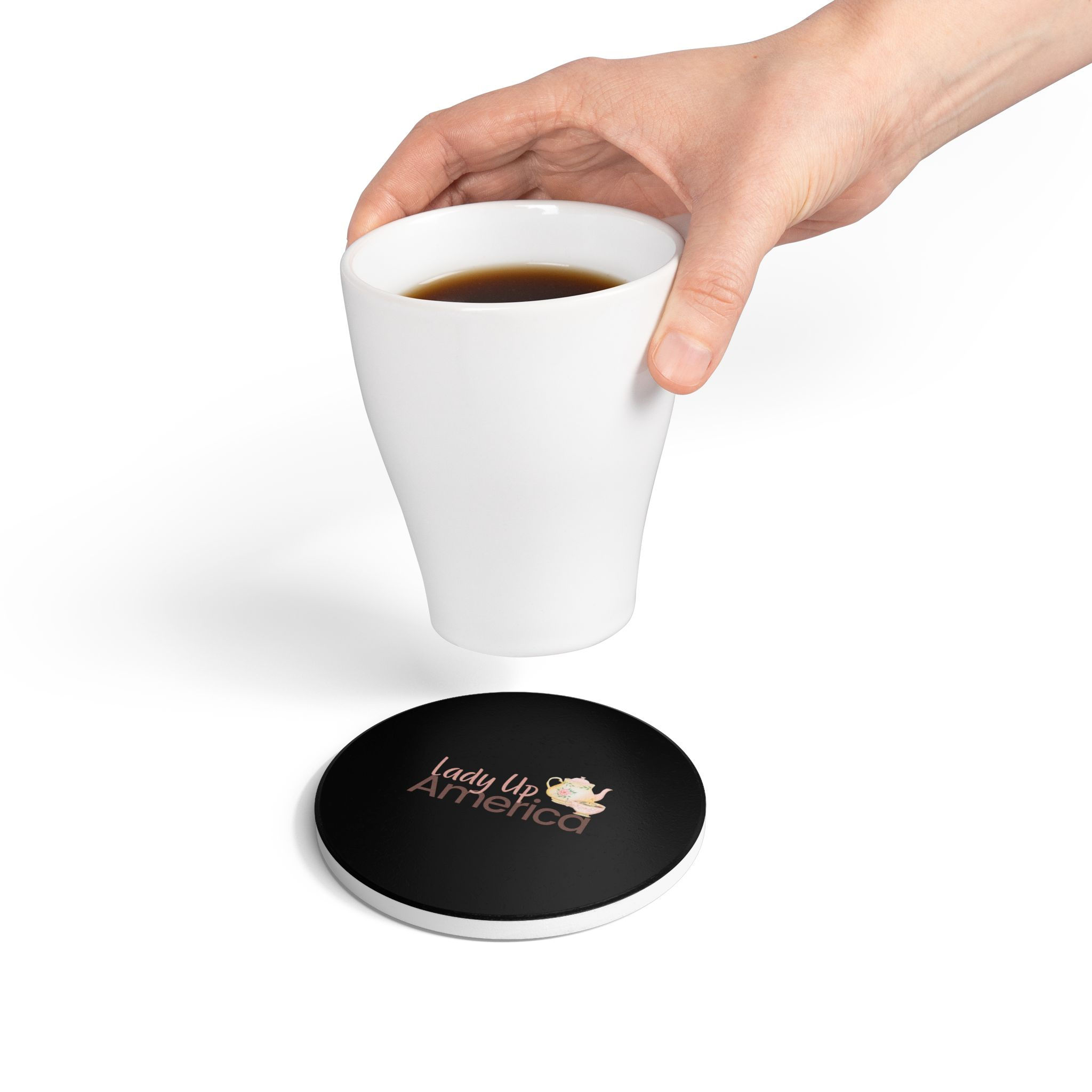 Lady Up America Ceramic Feminine Tea-Themed Drink Coaster