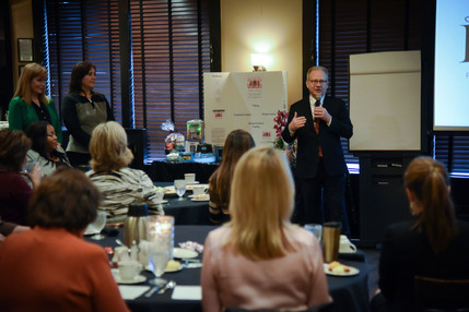 Diane and Janna Look On As Mayor David Briley Delivers Opening Remarks