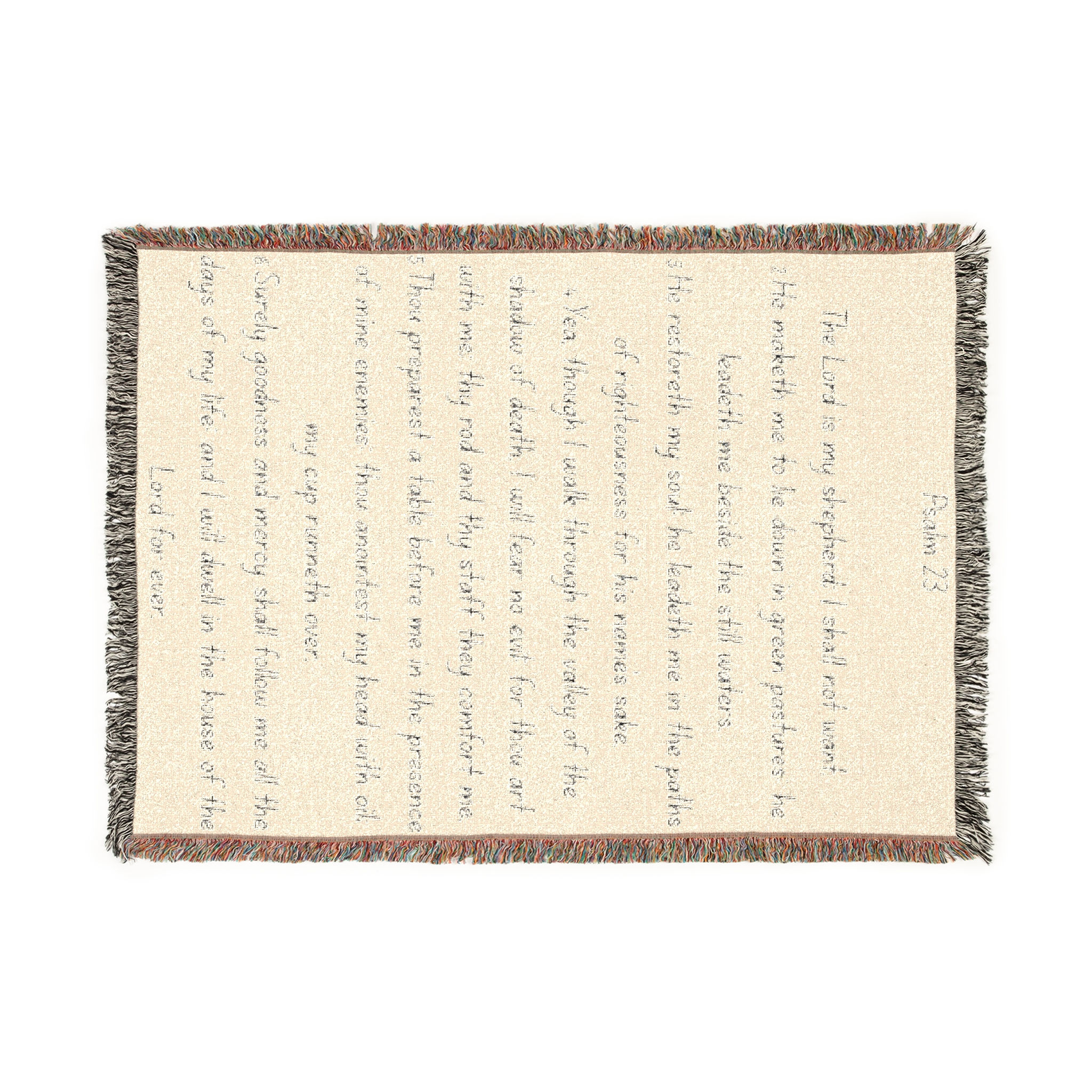 Handwoven Script Throw Blanket – Reversible Text Pattern Cozy Woven Blanket