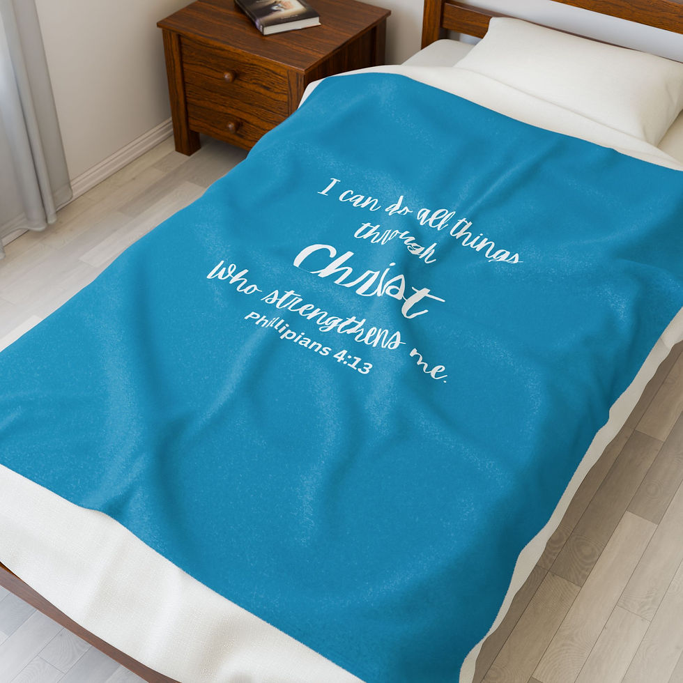 Thumbnail: Inspirational Velveteen Plush Blanket — "I Can Do All Things Through Christ" 