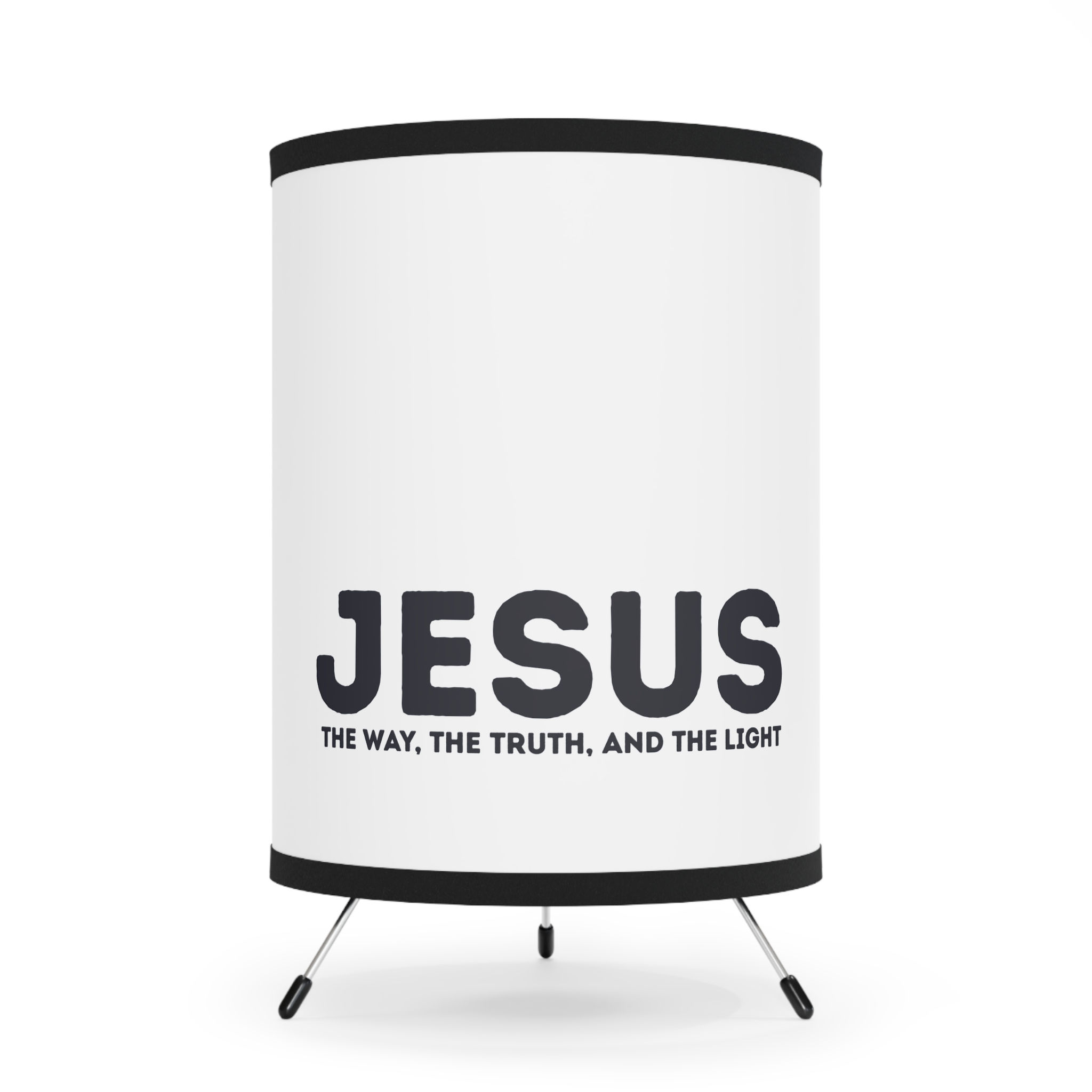 Jesus Tripod Lamp — “The Way, The Truth, And The Light” Printed Shade