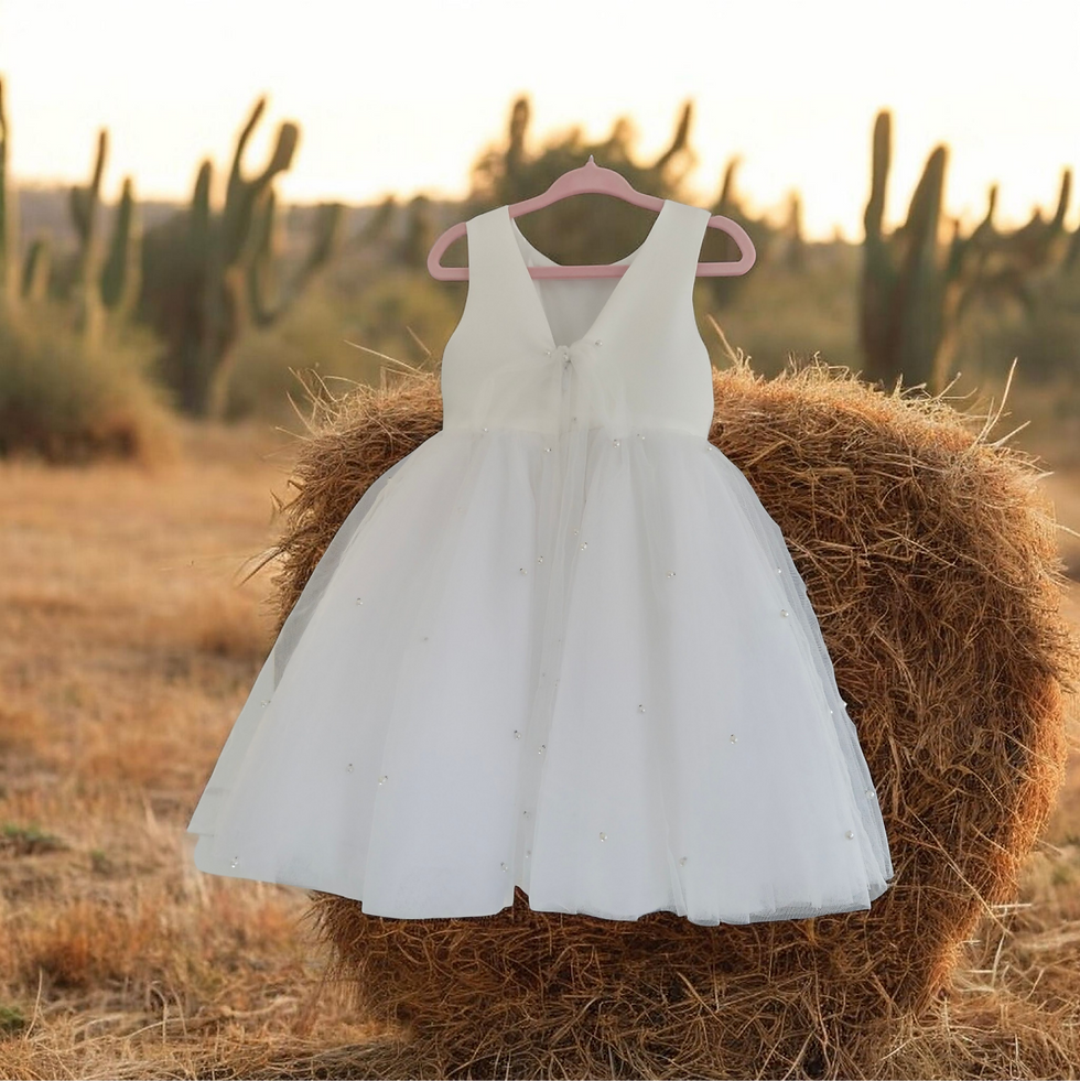 Thumbnail: country background with a white flower girl dress