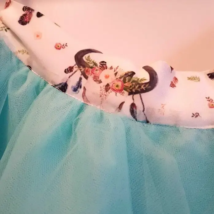 blue tutu skirt with deer pattern waistband
