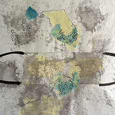 Double Family China III (detail), 2007,
Ink, acrylic and collage on Asian paper,
96" x 34"