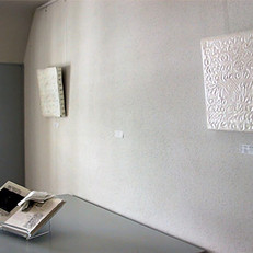 Galerie Rössler, Ravensburg, Germany
June 1–July 31, 2002
<br />
On the table: Artist’s book Before Closed Eyes, 1998
Painting on the right: Finally, 1998