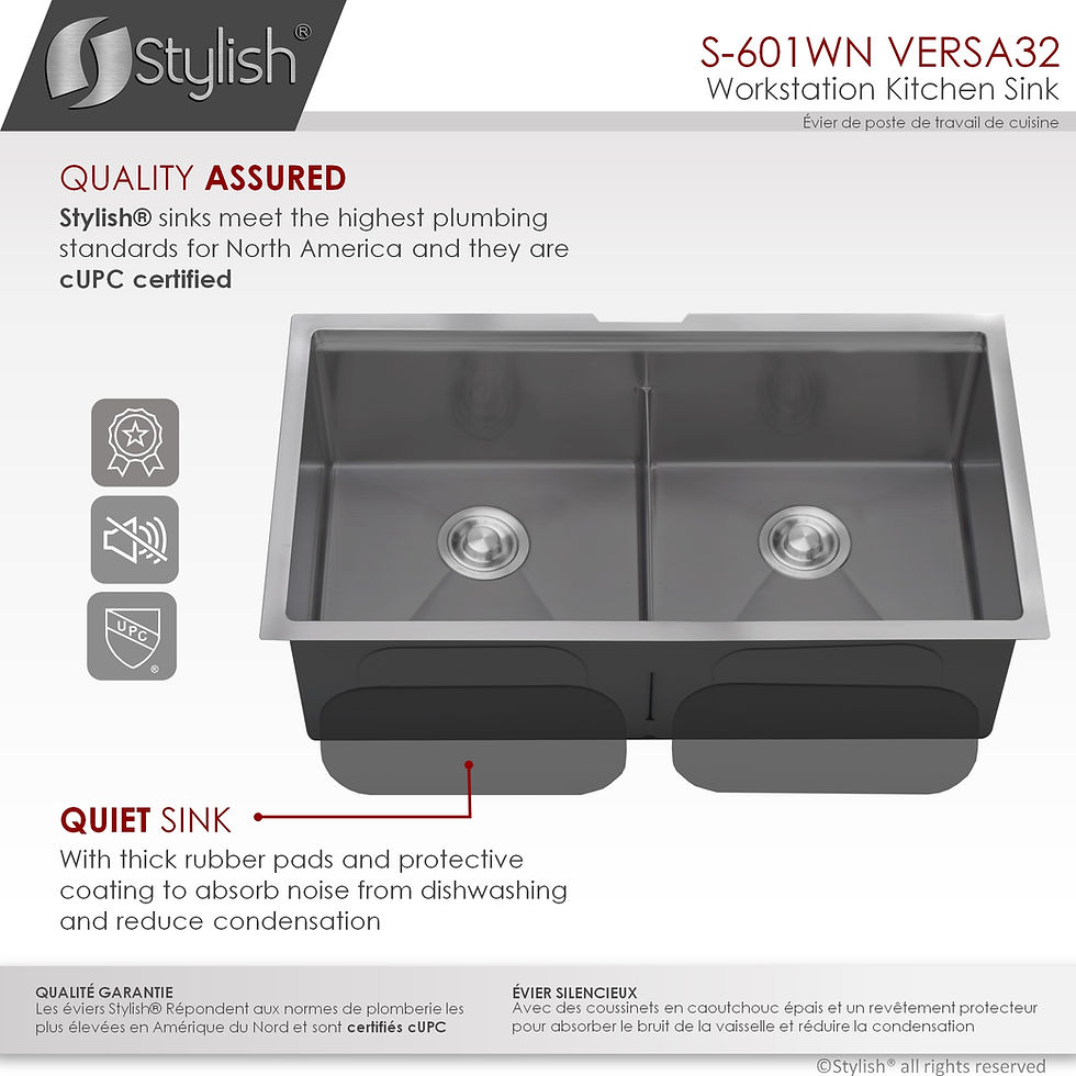 Thumbnail: OPEN BOX A S-601WN STYLISH 32'' Graphite Black Workstation Kitchen Sink