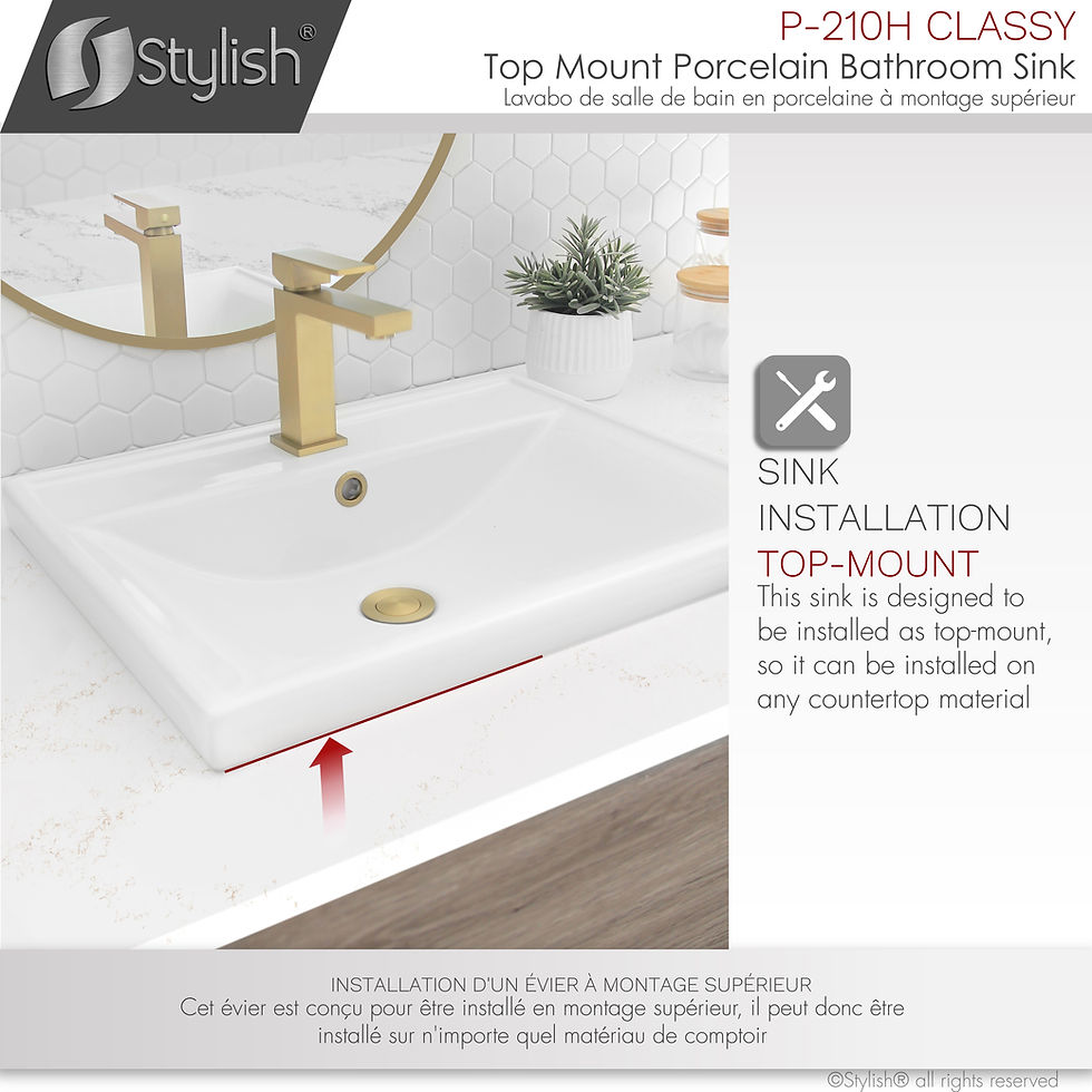 Thumbnail: STYLISH 20'' Topmount Bathroom Sink CLASSY P-210H