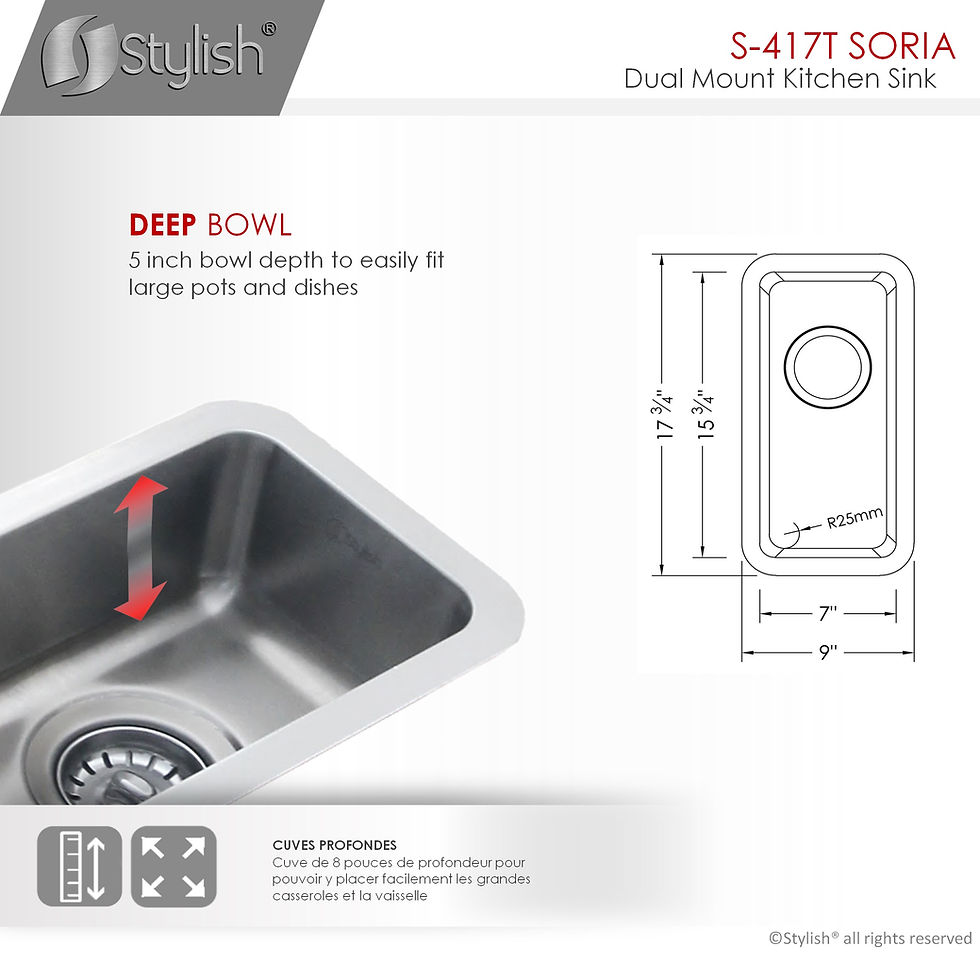 Thumbnail: OPEN BOX B S-417T STYLISH 9'' SORIA Single Bowl Kitchen Sink