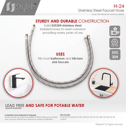 304 Stainless Steel Braided Water Flexible Kitchen Faucet Pipe