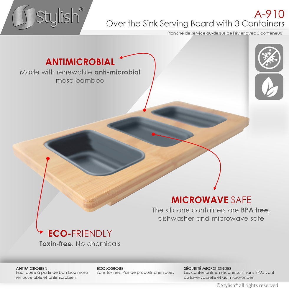Thumbnail: STYLISH OVER THE SINK SERVING BOARD WITH 3 CONTAINERS A-910