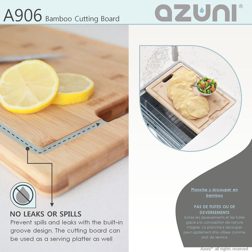 Thumbnail: AZUNI 17" Bamboo Cutting  Board for Kitchen Sink A906