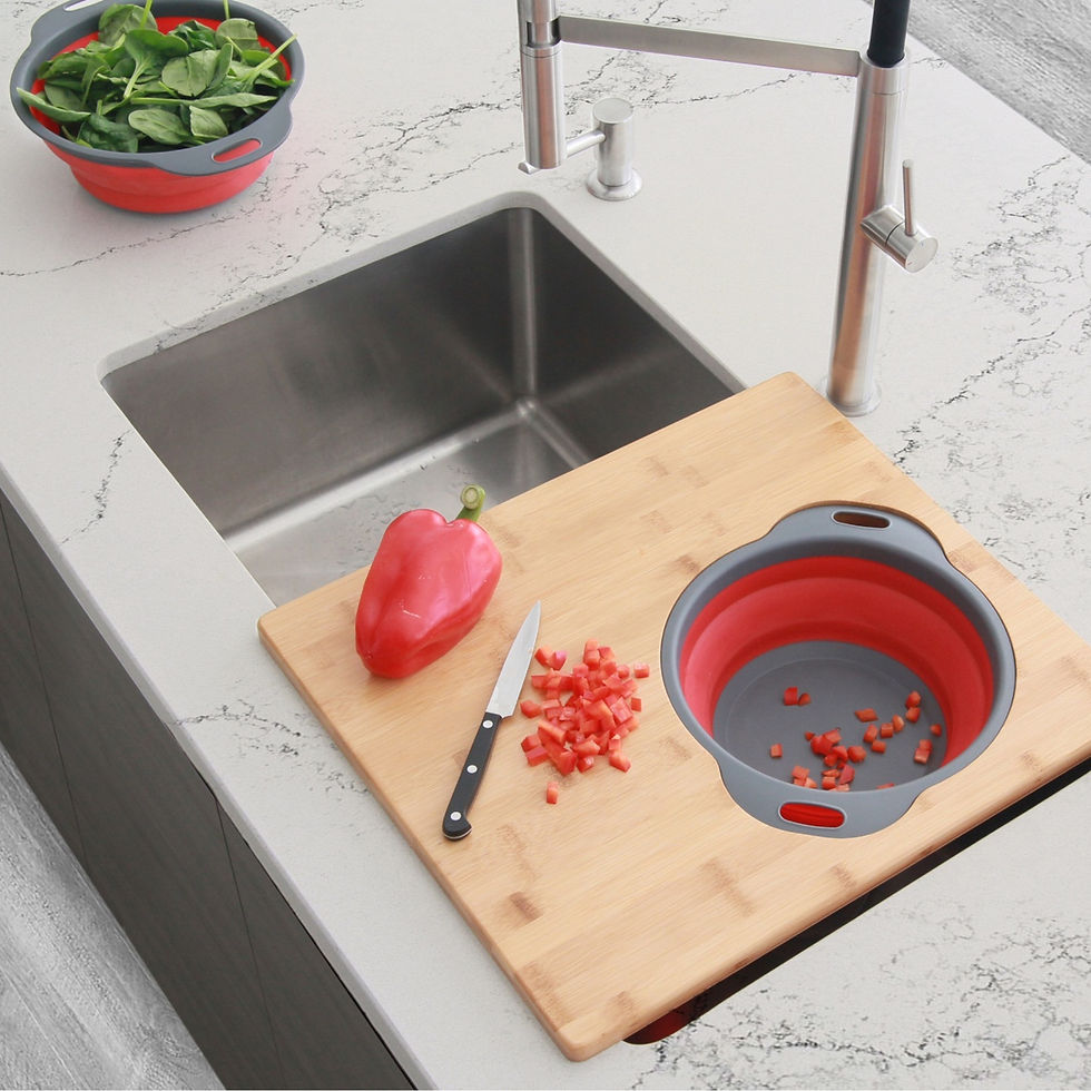 Thumbnail: STYLISH OVER THE SINK LARGE CUTTING BOARD WITH COLANDER SETA-907