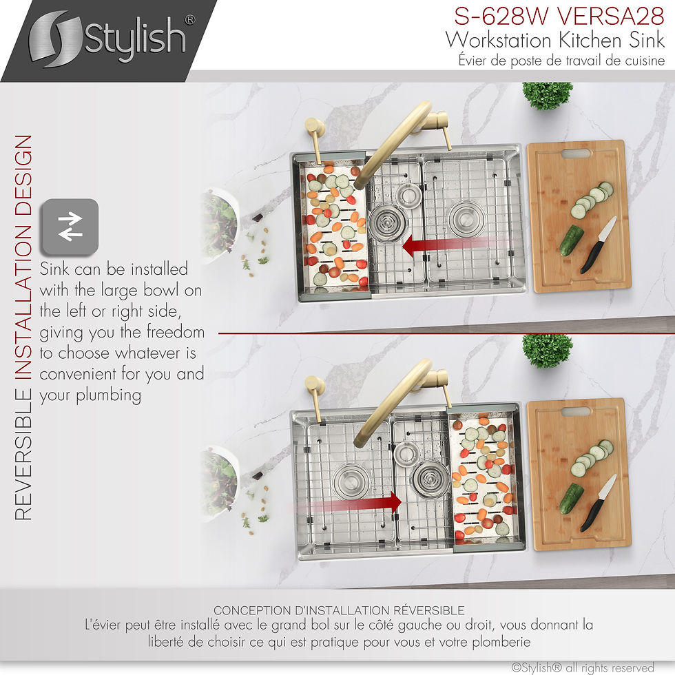 Thumbnail: STYLISH 28'' VERSA28 S-628W Workstation 60/40 Double Bowl Kitchen Sink