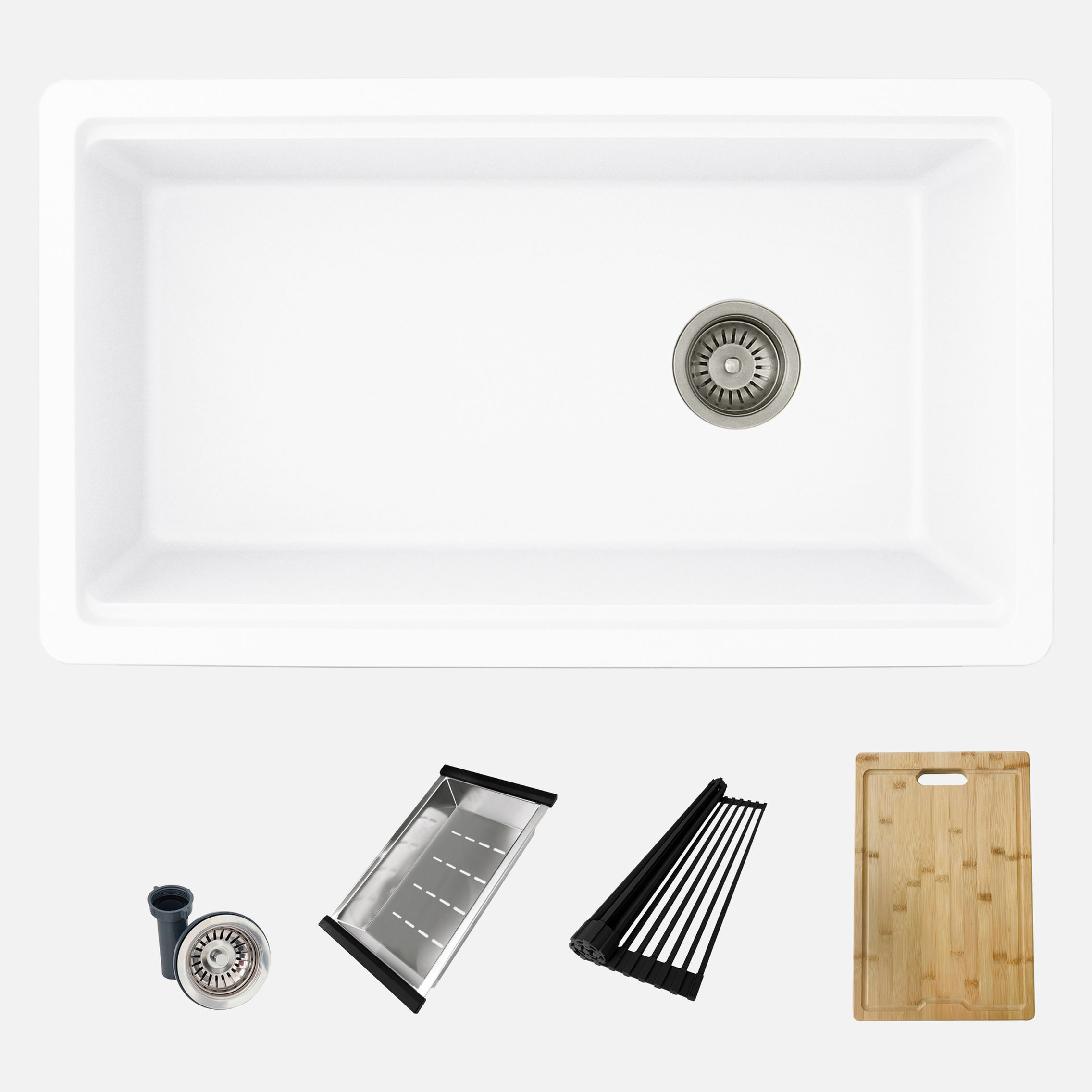 STYLISH 32'' CANMORE S-832WH White Composite Granite Kitchen Sink