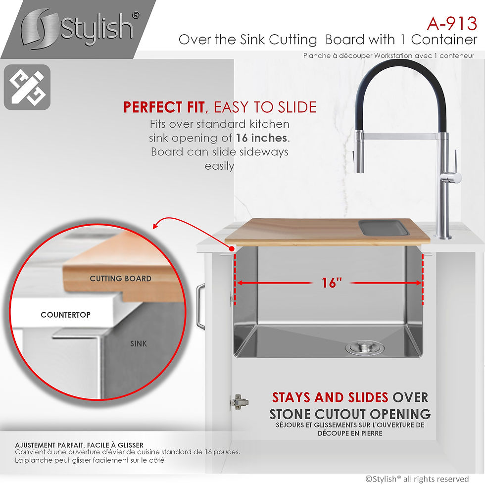 Thumbnail: STYLISH OVER THE SINK SERVING BOARD WITH 1 CONTAINER A-913
