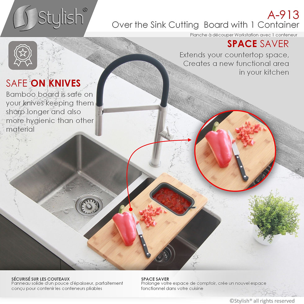 Thumbnail: STYLISH OVER THE SINK SERVING BOARD WITH 1 CONTAINER A-913