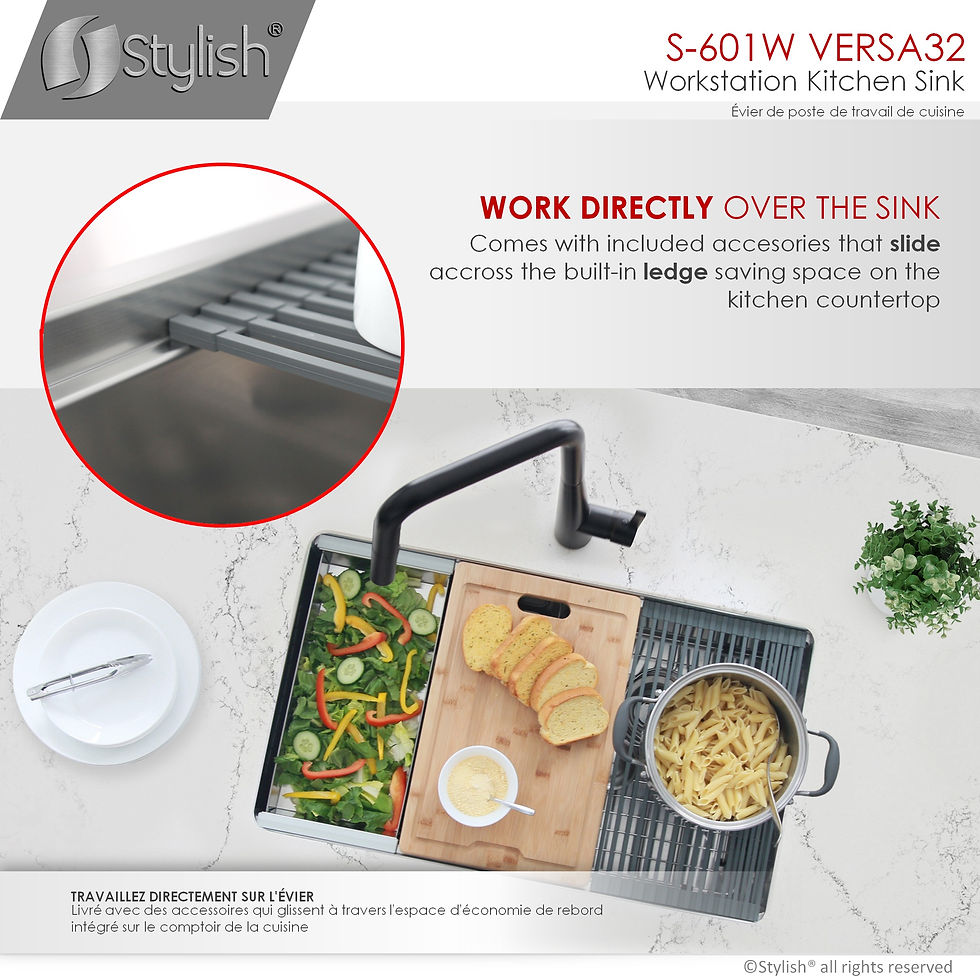 Thumbnail: OPEN BOX B S-601W STYLISH 32'' Workstation Double Bowl Kitchen Sink