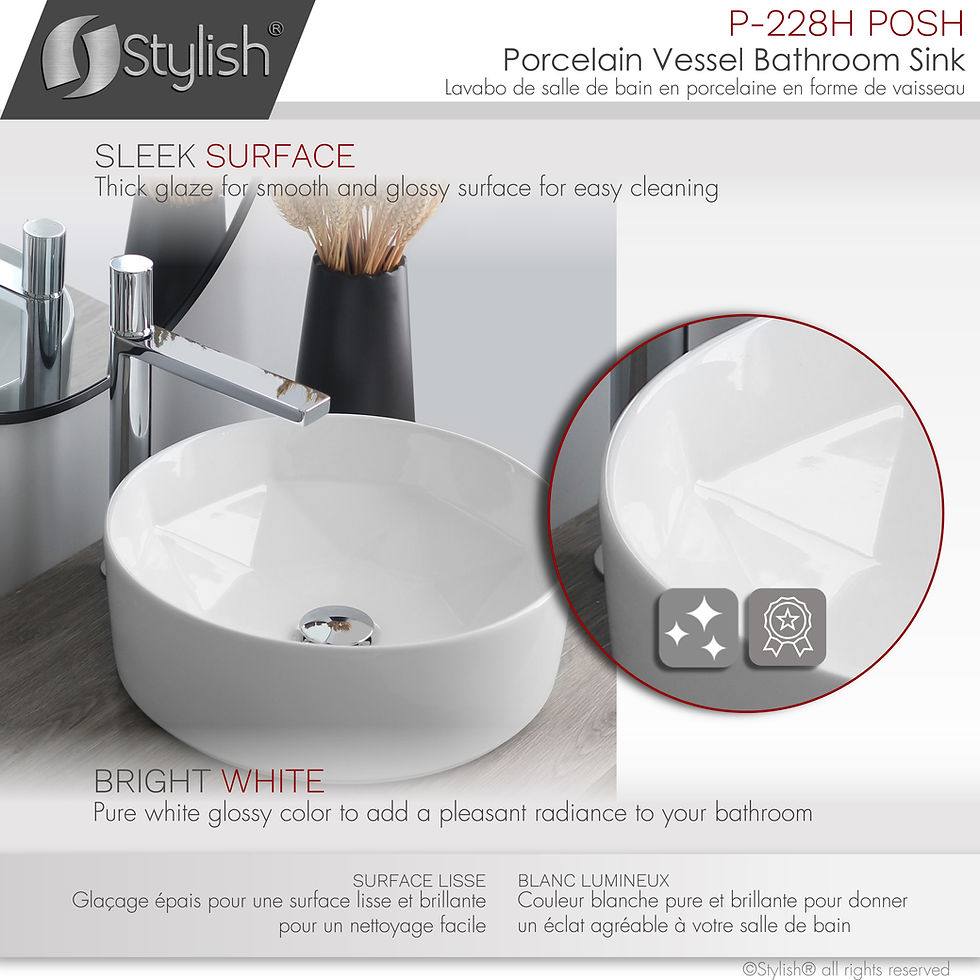 Thumbnail: STYLISH 16'' Vessel Bathroom Sink POSH P-228H