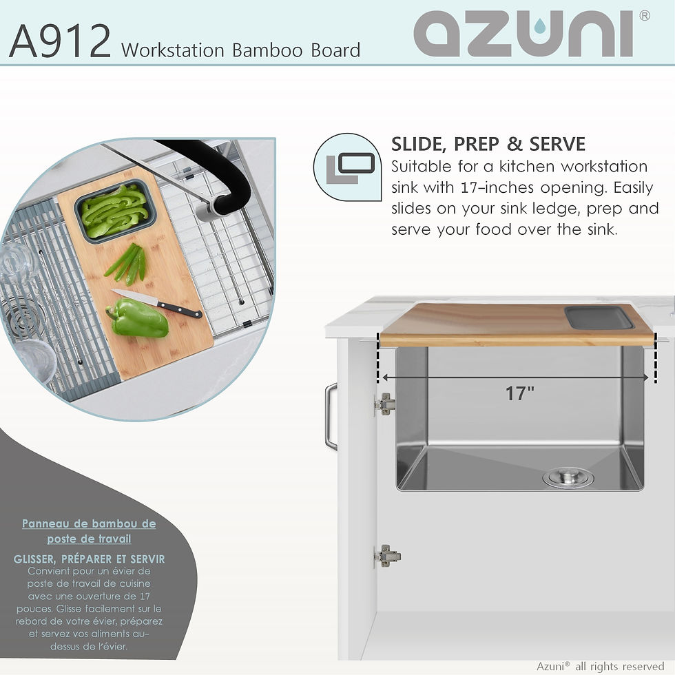 Thumbnail: AZUNI 17" Workstation Sink Bamboo Cutting Board Set with Container A912