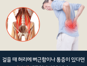 허리를 부여잡은 남성과 장요근(장요근·장골근) 해부도 인셋.