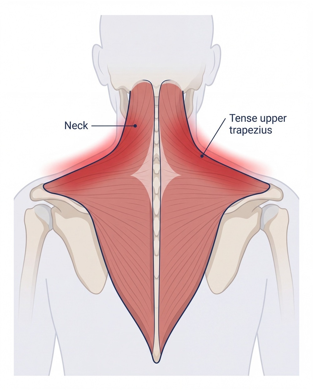 Illustration of the upper trapezius muscle region.