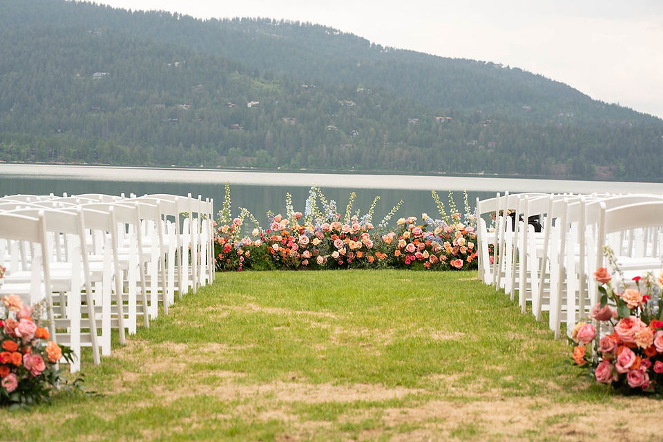 wedding ceremony set-up on the lake 