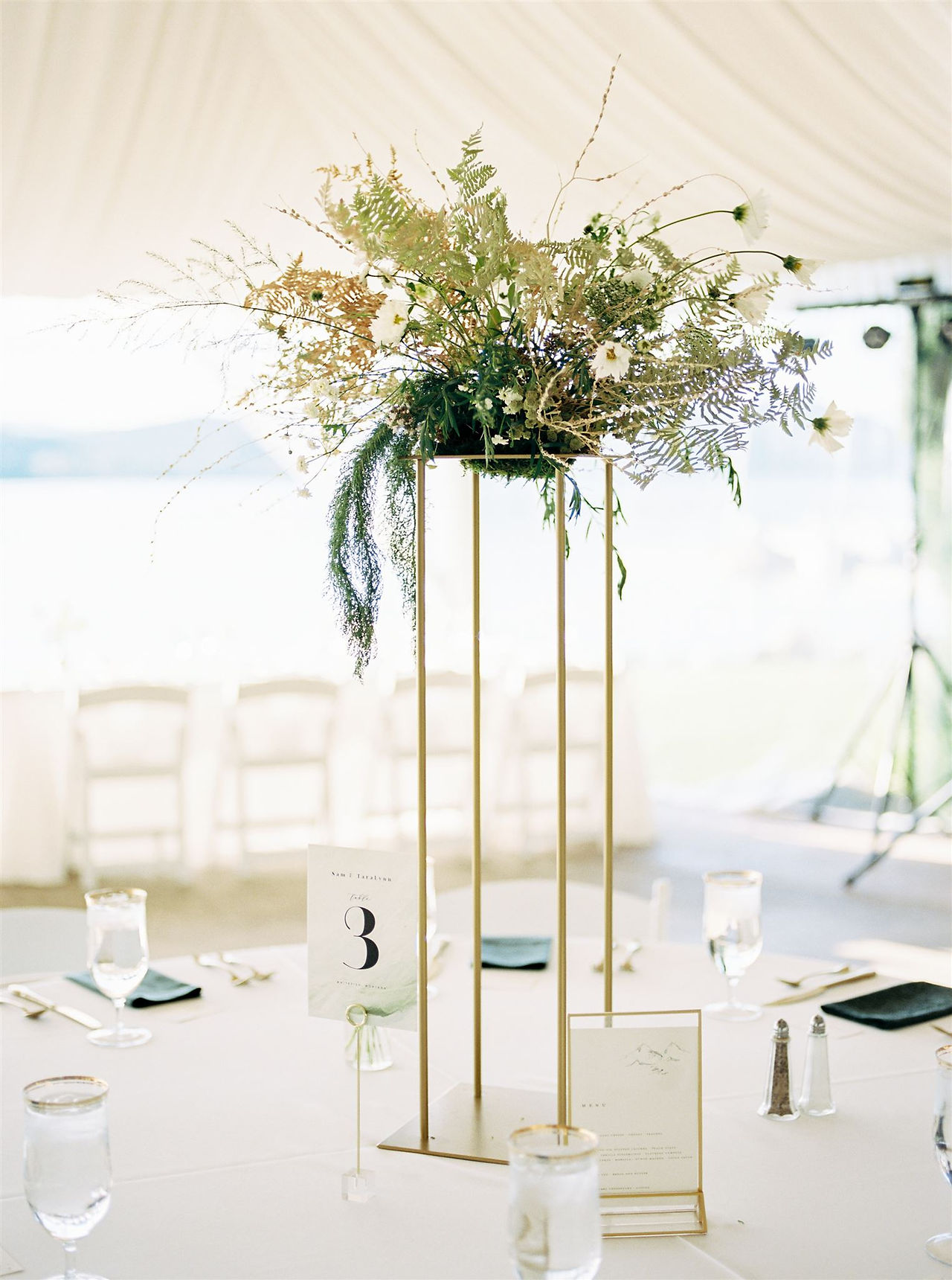 tall gold and white centerpieces