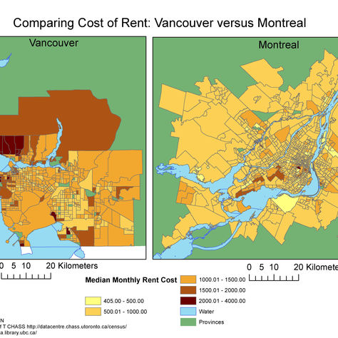 Rent Cost Comparison between Vancouver and Montreal