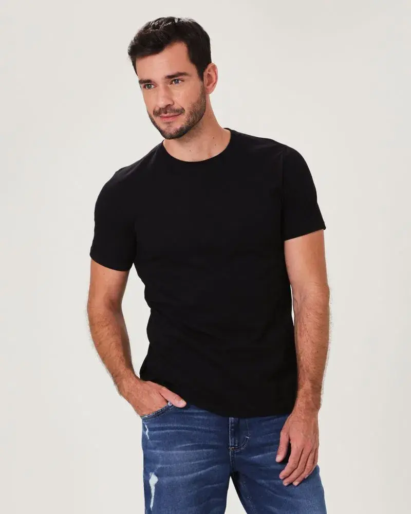Thumbnail: CAMISETA BÁSICA MASCULINA DECOTE REDONDO COM PESPONTO EM ALGODÃO