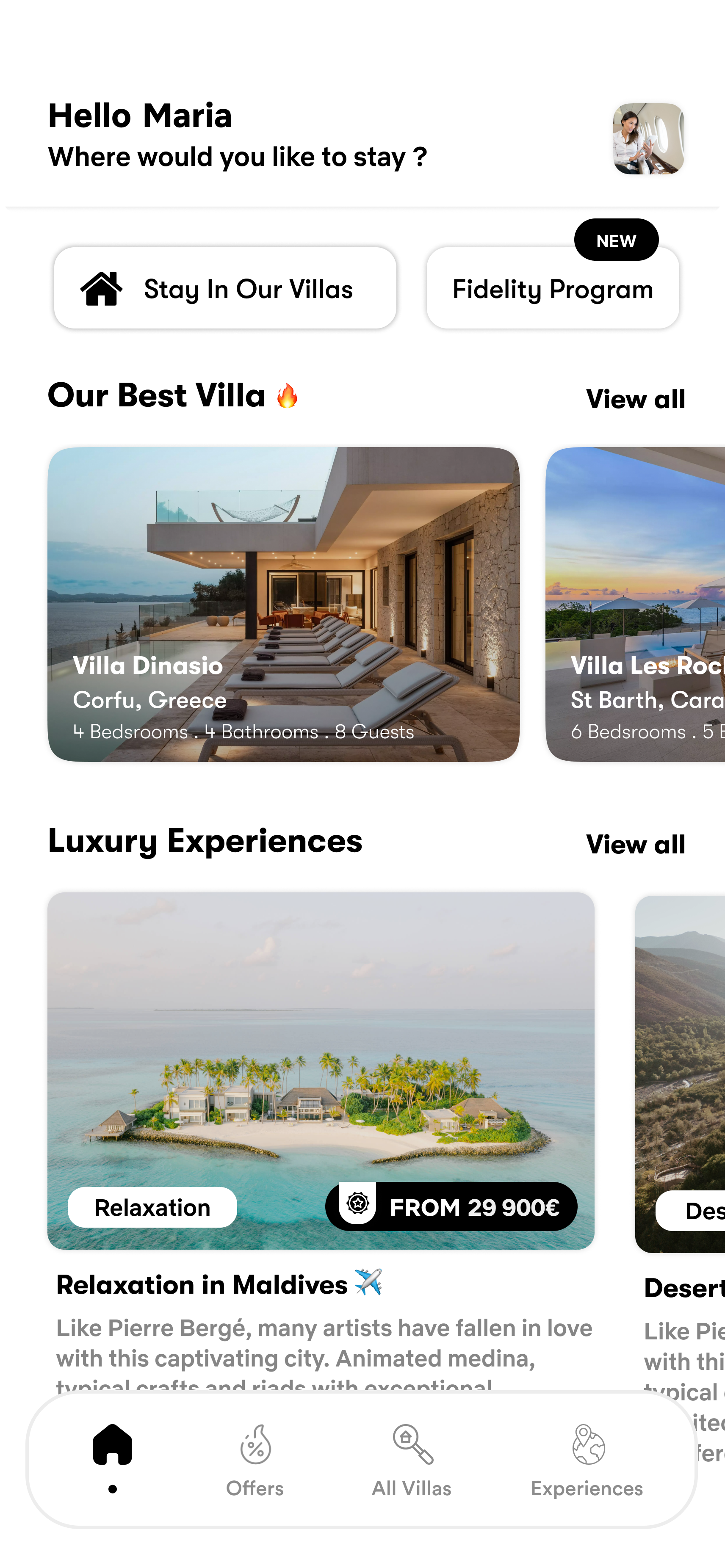 Velaya app interface