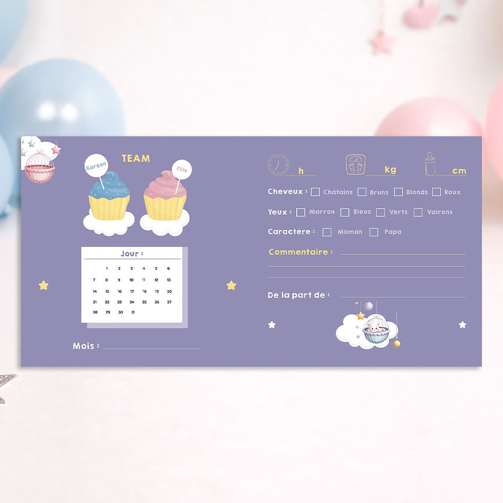 Miniature : Faire-part baby shower imprimés personnalisés papier premium
