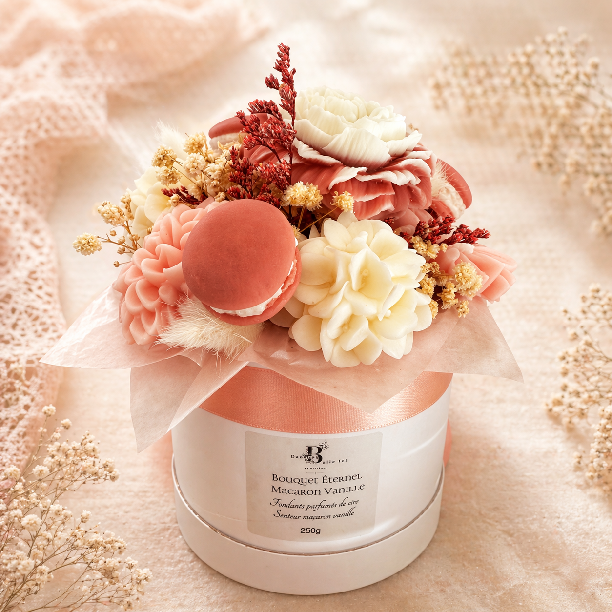 Bouquets éternels gourmands en cire de soja et fleurs séchées artisanaux à offrir