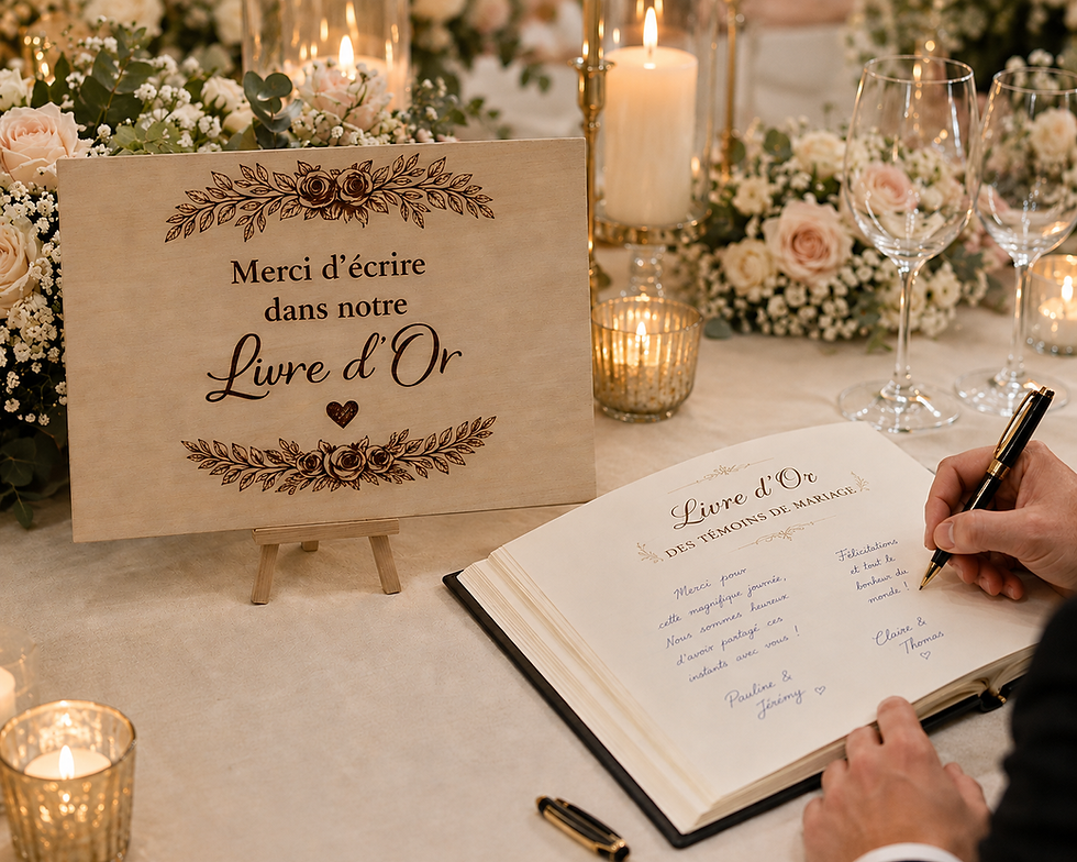 Livre d'or décoratif en bois contreplaqué pour mariage ou cérémonie