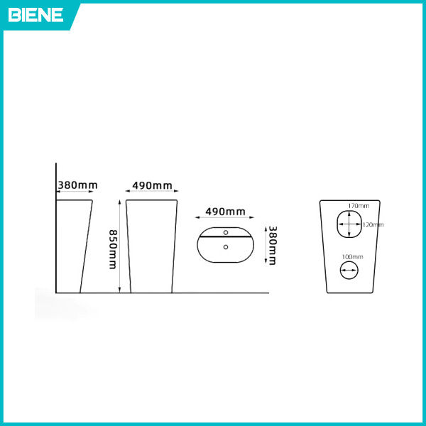 Thumbnail: AB6362-WH Free Standing Basin