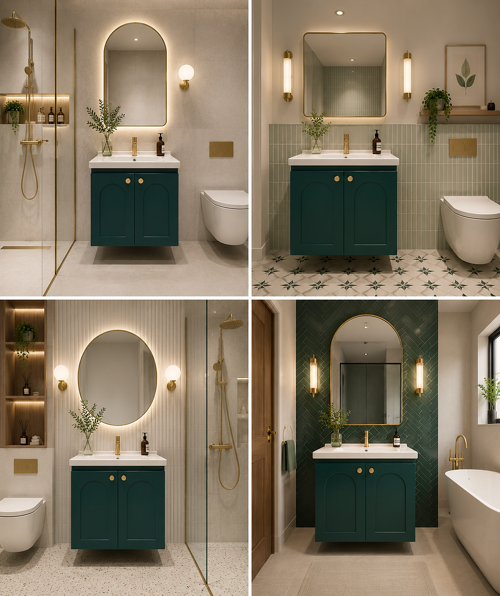 Thumbnail: 860GN Emerald Vanity with Arched Door Design