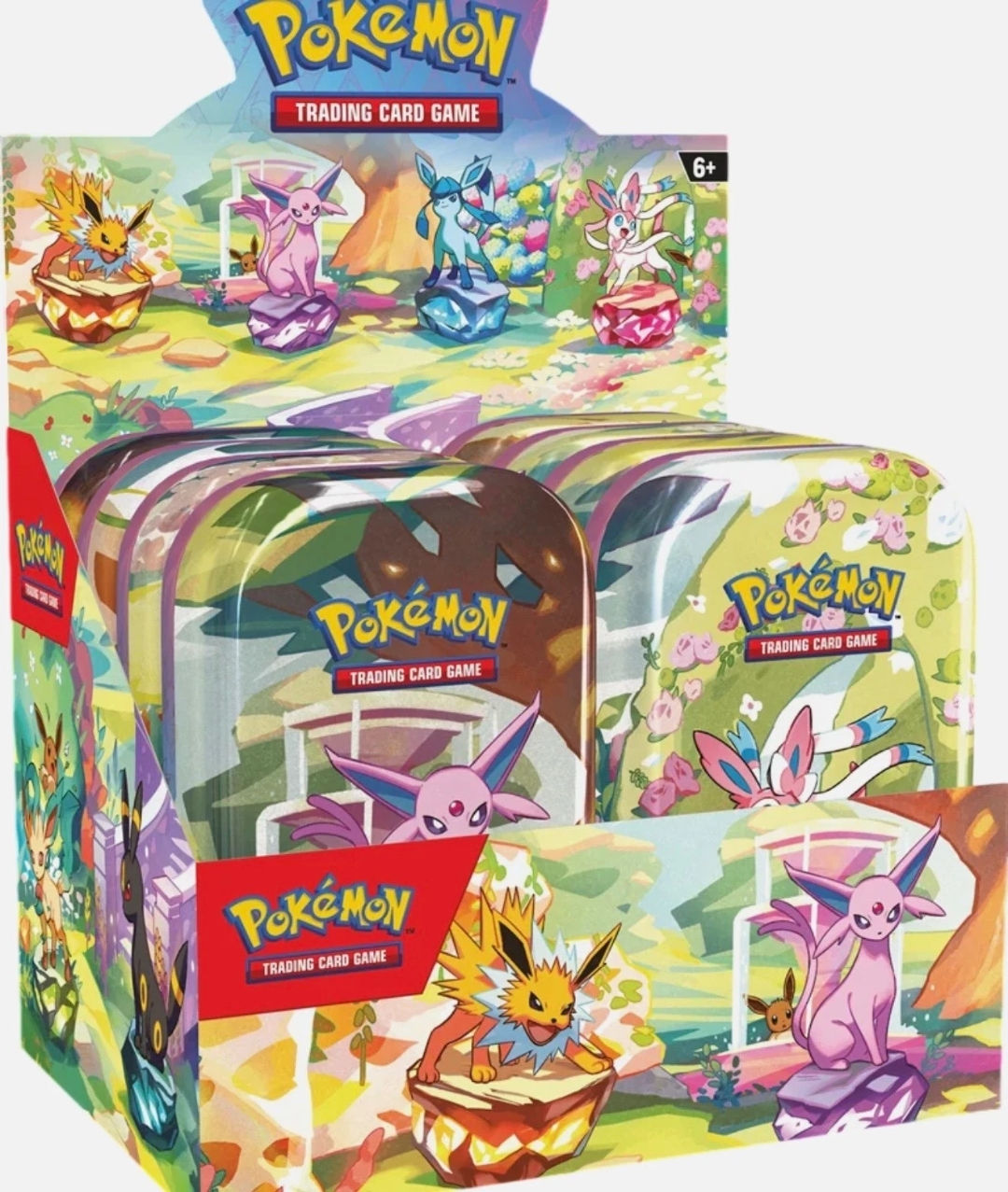 Pokemon TCG Prismatic Evolutions Mini Tin Display (8 Tins, Sealed, .