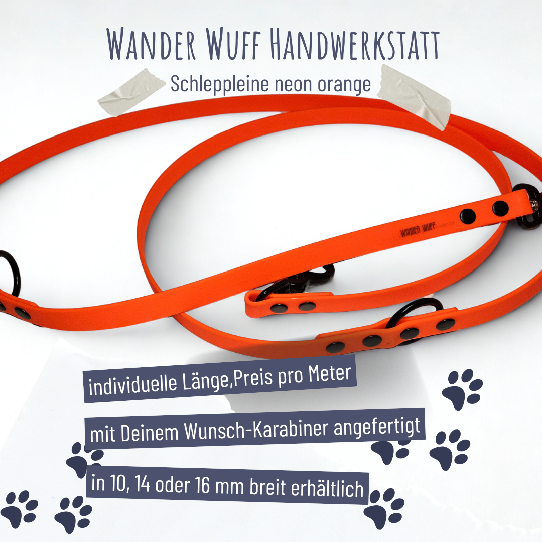 Wander Wuff Schleppleine Biotane neon gelb 16mm breit.