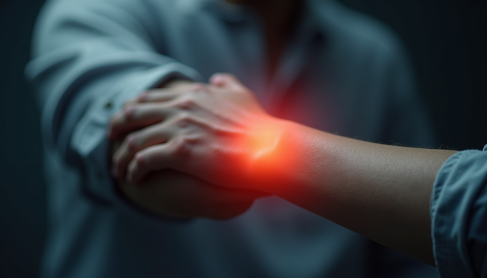 Close-up view of wrist joint showing inflammation
