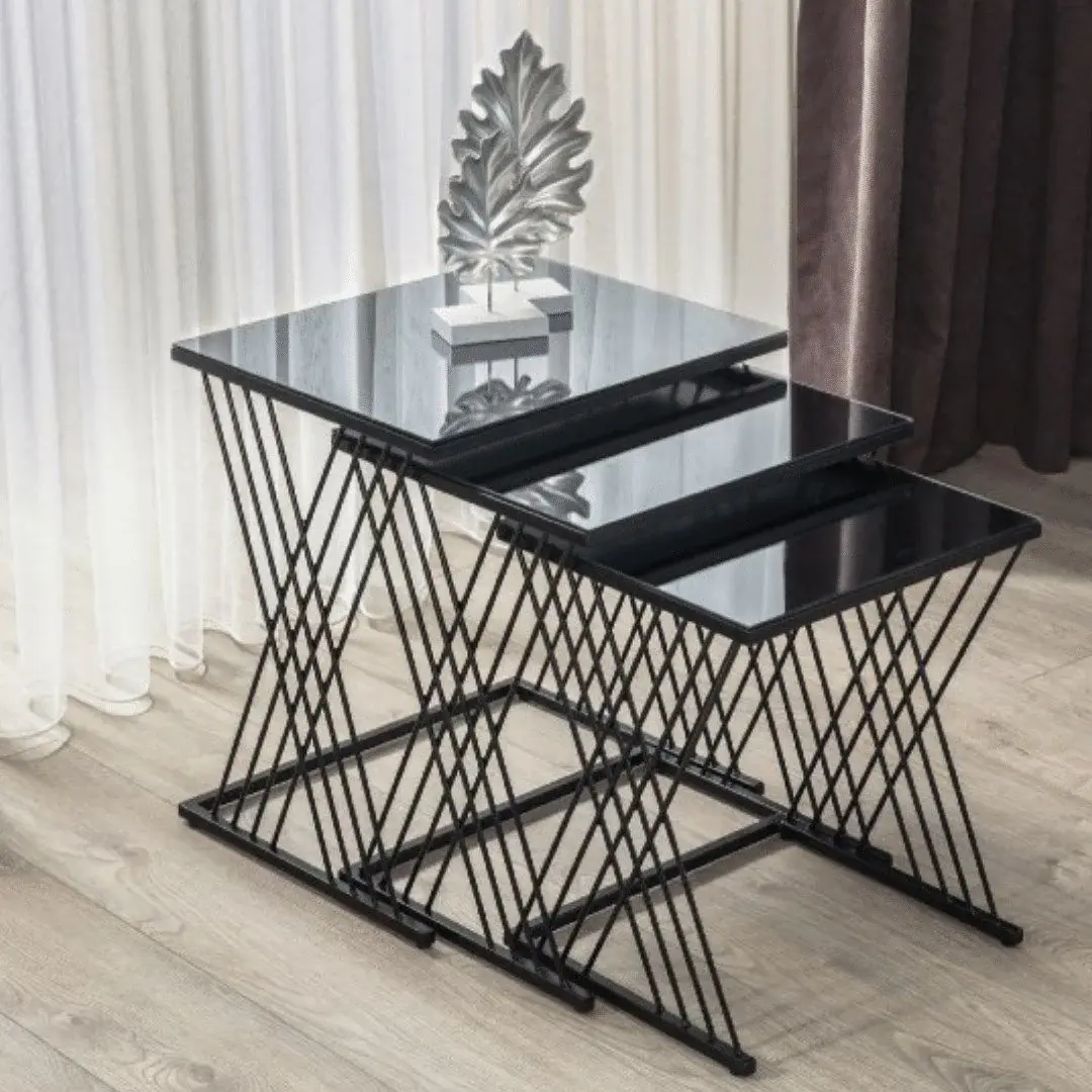 Black Wire Nesting Tables Set OF 3