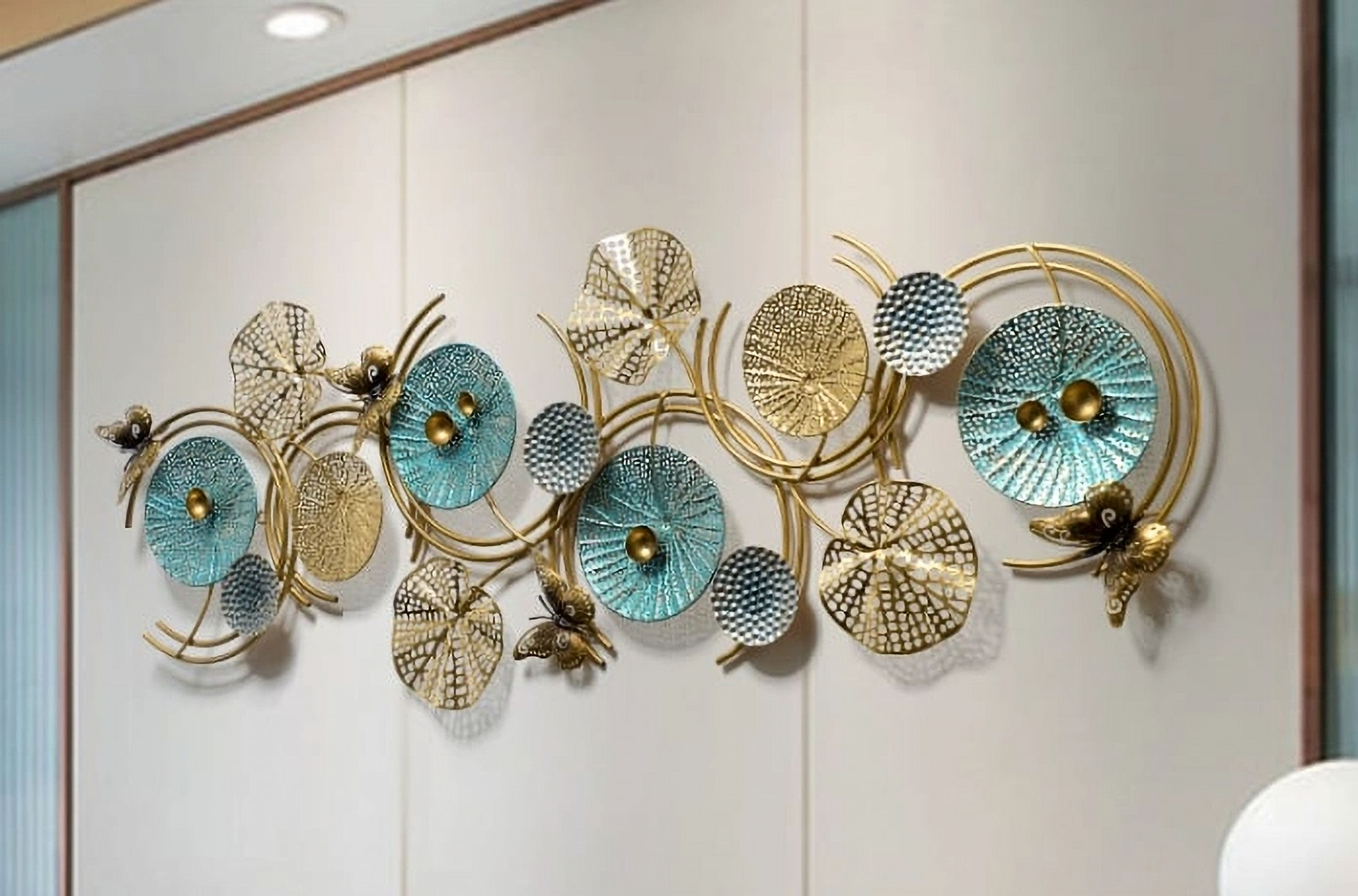 Golden Teal Metal Wall Art