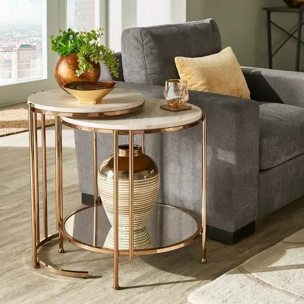Thumbnail: Amelia Round Marble Nesting Tables
