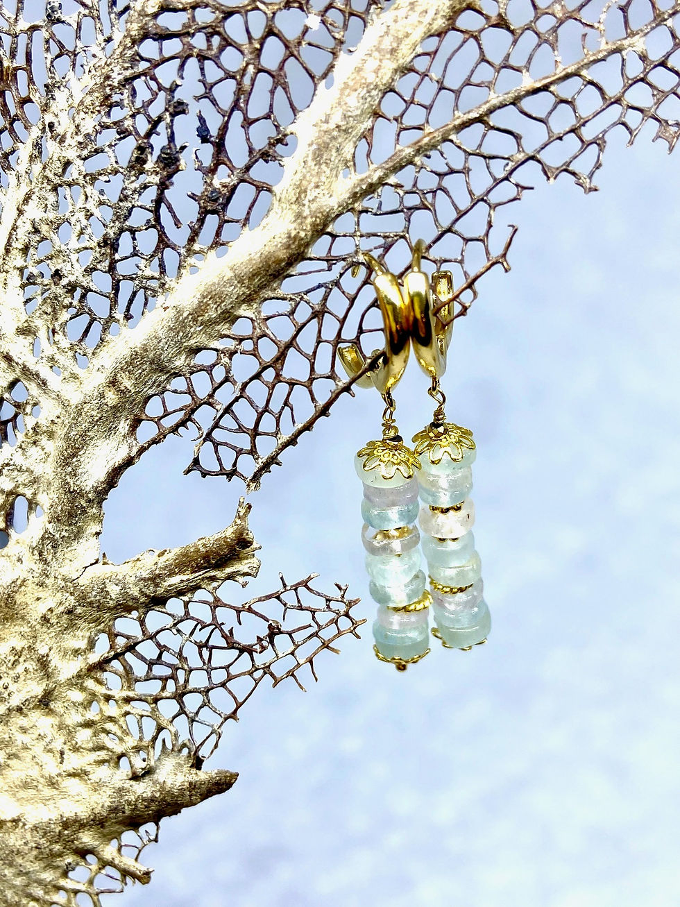 Miniature : Boucles d'oreilles Tulsi Aigue Marine