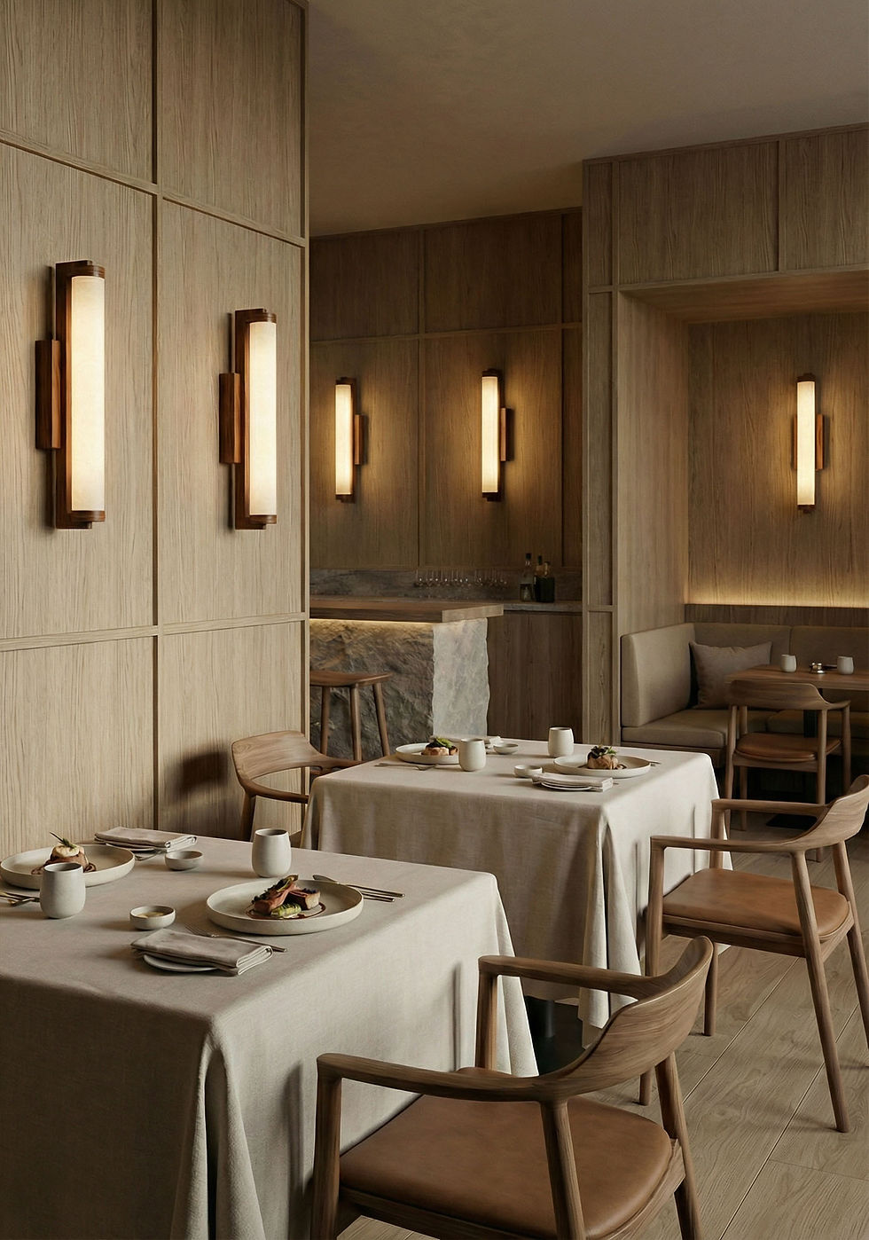 Keio series 45 cm restaurant setting, kozu paper and woood, Higham Copenhagen.jpg