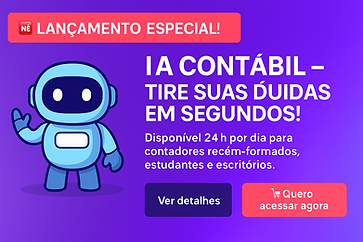 Robô com textos Lançamento da IA Contábil